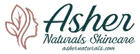 Asher Naturals skincare logo with leaf