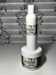 White skincare bottle and jar stacked