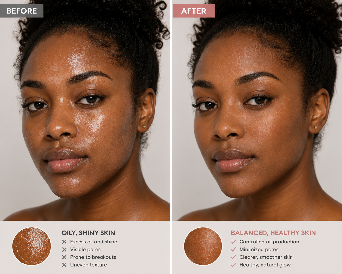 Before-and-after: oily to balanced healthy skin